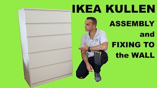 IKEA KULLEN Chest of 5 drawers Assembly and fixing Ikea KULLEN Dresser to the wall [upl. by Minardi]