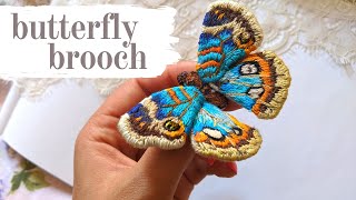 Easy Butterfly brooch tutorial  embroidery gift [upl. by Derreg]