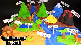 Landforms model  landforms of earth school project  landforms model using Clay [upl. by Stillman]