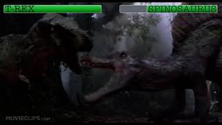 TRex vs Spinosaurus With Healthbars [upl. by Amocat]