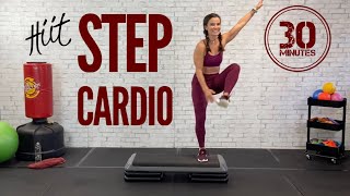 HIIT Step Cardio CRUSH  30 minute at home workout [upl. by Lletnuahs]