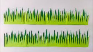 An Easy Paper Grass Border Design For Bulletin Board  Right Method To Cut Grass For Bulletin Board [upl. by Adamo]