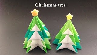 折り紙 クリスマスツリー 立体の簡単な折り方（niceno1）Origami Christmas tree 3D [upl. by Fogel917]