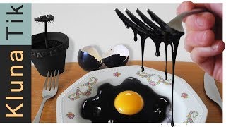 Eating a BLACK EGG Kluna Tik Dinner  ASMR eating sounds no talk [upl. by Asoramla]