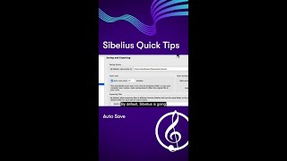 SIBELIUS QUICK TIP Auto Save [upl. by Saiasi]