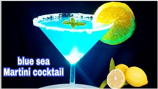 Sea blue martini cocktail  how to make blue Curacao with Bacardi white rum [upl. by Ailecra]