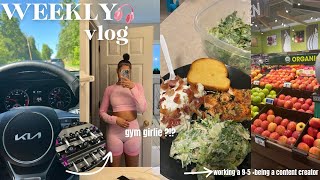 weekly vlog 🎧  working a 95  life as a content creator  gym days  morning routine  more [upl. by Aisinut766]