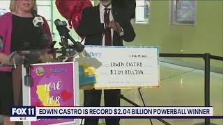 Winner of Californias record 204 billion Powerball identified as Edwin Castro [upl. by Euqinomad]