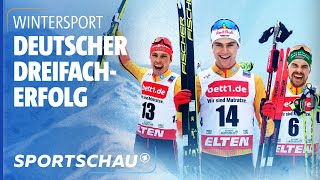 Nordische Kombination Deutscher DreifachTriumph in Klingenthal  Sportschau [upl. by Gershom]