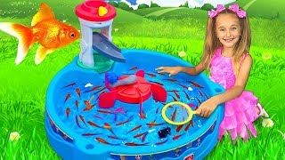 Sasha catches fish with fishing water toys [upl. by Tremaine]