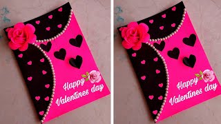 Easy and beautiful card for valentines dayvalentines day card making very easy valentine greeting [upl. by Hopkins]