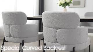 Wahson Modern Grey Kitchen Accent Side Dining Chairs in Faux Fur Upholstered for Dining Living Room [upl. by Frisse]