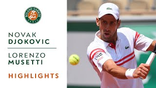 Novak Djokovic vs Lorenzo Musetti  Round 4 Highlights I RolandGarros 2021 [upl. by Copeland]