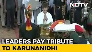 Karunanidhis Funeral Procession At Marina Beach [upl. by Nomelihp]