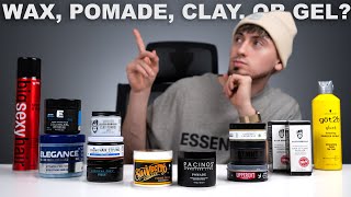 WAX POMADE CLAY OR GEL  WHATS THE DIFFERENCE amp WHICH ONE IS RIGHT FOR YOUR HAIRSTYLE [upl. by Nahgrom692]