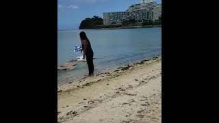 Social video depicts woman throwing trash into the ocean [upl. by Aneleasor]