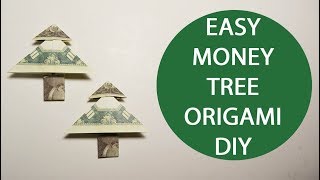 Easy Money Tree Origami 1 Dollar Tutorial DIY Folded No glue [upl. by Riatsila]