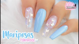 UÑAS con MARIPOSAS ENCAPSULADAS  Cristal [upl. by Aivart200]