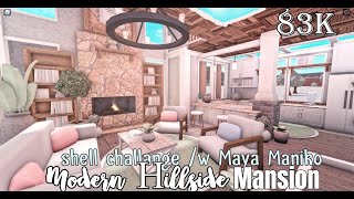 Bloxburg Modern Hillside Mansion 83k shell challange w Maya Maniko [upl. by Ahseuqram298]