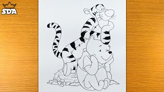 How To Draw Winnie The Pooh Step By Step 🐻 ❤️Winnie The Pooh Drawing Easy [upl. by Ednew]