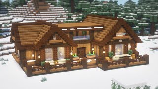 Minecraft How To Build a Large Winter Log House Tutorial7  마인크래프트 건축 통나무 집 짓기 인테리어 [upl. by Ruy956]