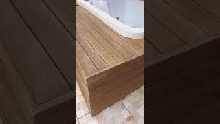 Deck para piscina com escada painel cachepot floreira e forro de ITAÚBA [upl. by Strade]