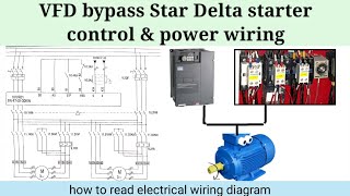 VFD bypass Star Delta starter control amp power wiring  how to read electrical wiring diagram [upl. by Jill927]