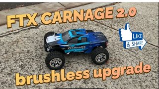 BRUSHLESS UPGRADE FTX CARNAGE 20 its FAST 3500kv 3650 3S [upl. by Ahsla]