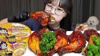 에어프라이기로 만든 통닭다리구이 먹방 ft 치즈불닭🍗🔥Baked Chicken amp Spicy Fire Noodles Mukbang ASMR [upl. by Irrehs]