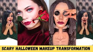 Scary Halloween Makeup Transformation Tik Tok 5 Minute Crafts [upl. by Anuahsal575]