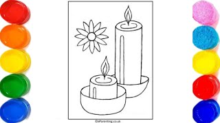 Easy Drawing Candles 🕯️🕯️ Step By Step Candle Colouring [upl. by Essirahc]