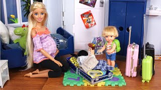 Barbie amp Ken Family Morning Routine Baby Room amp Travel Videos [upl. by Hinman]