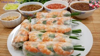 Cách làm Gỏi Cuốn để lâu không Dính  Cách Pha 3 Loại Nước Chấm Gỏi Cuốn Summer rolls by Vanh Khuyen [upl. by Ydnys853]