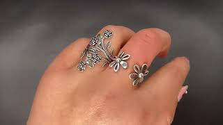 New Arrival Trendy Sweet Rose Flower Thai Silver Ladies Party Rings Wholesale For Women [upl. by Brockie]