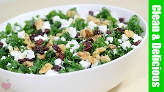 EASY KALE SALAD  with cranberries  walnuts [upl. by Atoiganap]