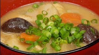 How to Make Nattojiru Vegetable Miso Soup with Fermented Soybean Paste Recipe  Cooking with Dog [upl. by Aiuqenehs]