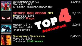 TOP 4 E MODPACK DOS MELHORES ADDONS SPIDERMAN VENOM E CARNIFICINA PARA MINECRAFT PE E WINDOWS 10 [upl. by Edin]