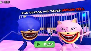 SONIC TAPES VS AMY TAPES BARRYS PRISON RUN OBBY  roblox scaryobby obby [upl. by Enneyehc]