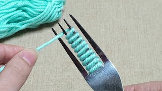 Super Easy Flower Craft Ideas with Woolen  Hand Embroidery Amazing Trick  Wool Flower Design [upl. by Kissiah]