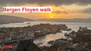 Bergen Norway Tour  Mount Floyen Walk Norway在挪威卑尔根Floyen爬山散步看夕阳 [upl. by Ardnoed]