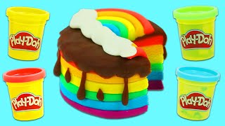 Play Doh Rainbow Layer Cakes  Fun amp Easy Play Dough Art [upl. by Colier]