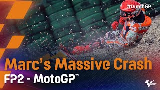 Marc Marquez FP2 Crash  2021 DutchGP [upl. by Odarnoc]