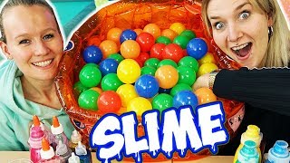 BÄLLEBAD SLIME CHALLENGE  Nina amp Kathi suchen Schleim Zutaten im bunten BÄLLE PARADIES  DIY Slime [upl. by Nasar]