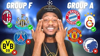 CHAMPIONS LEAGUE 2324 GROUP STAGE PREDICTIONS Newcastle Making It Out The Group👀 [upl. by Monroe161]