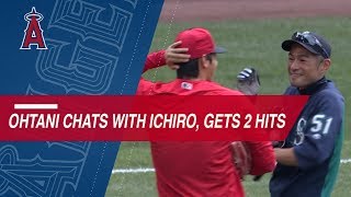 Ohtani chats with Ichiro records RBI double [upl. by Dnalor989]