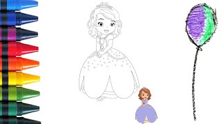 Coloring with Sticker Book Dress Up Disney Princess ArielSnow WhiteBelleCinderella [upl. by Llenreb]