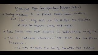 511 Modified Post Correspondence Problem  Turing Machine  Theory of Computation by P Kuppusamy [upl. by Yedarb783]