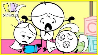 Ryan babysits Twin Emma amp Kate  EK Doodles Funny Animation for kids [upl. by Aissej194]