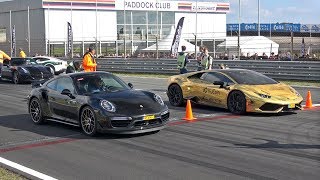 Porsche 991 Turbo S vs Lamborghini Huracan LP6104 [upl. by Marelya386]