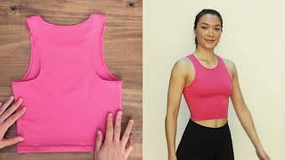 Racerback Sporty Tank Top DIY  Crop Top Sewing tutorial  Free sewing pattern [upl. by Attenauqa]